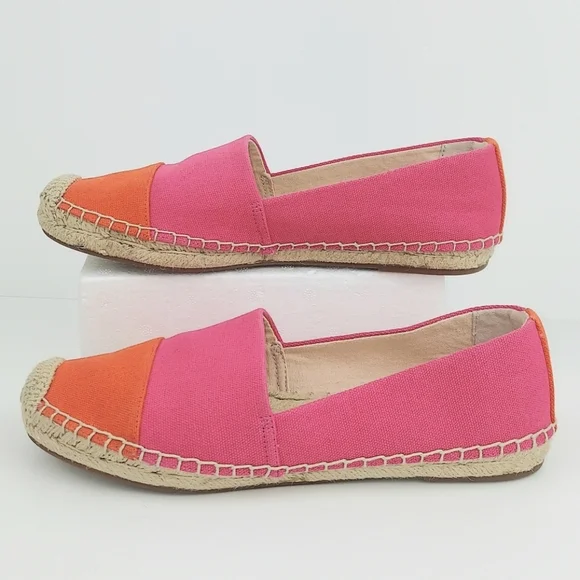 J. Crew Pink Orange Canvas Espadrille Flats 7 - Picture 11 of 12